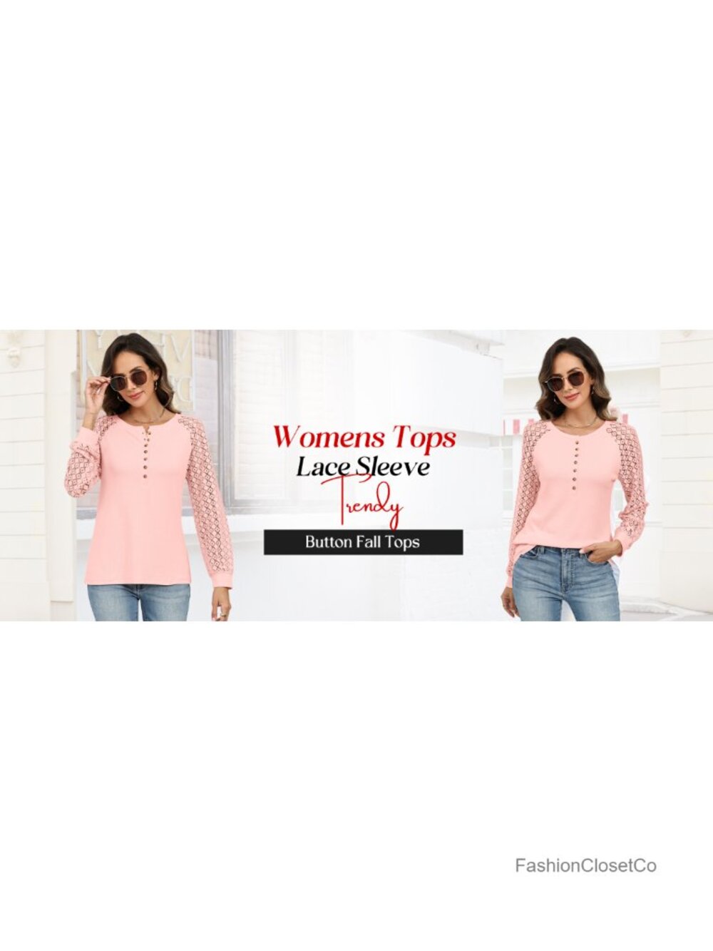 Lace Henley Long Sleeve T-Shirt Women Casual Stretchy Blouse - Picture 6 of 6
